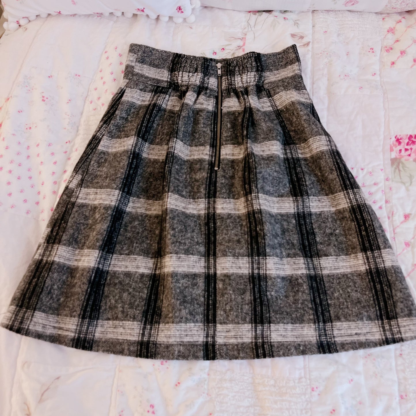 brown check aline skirt