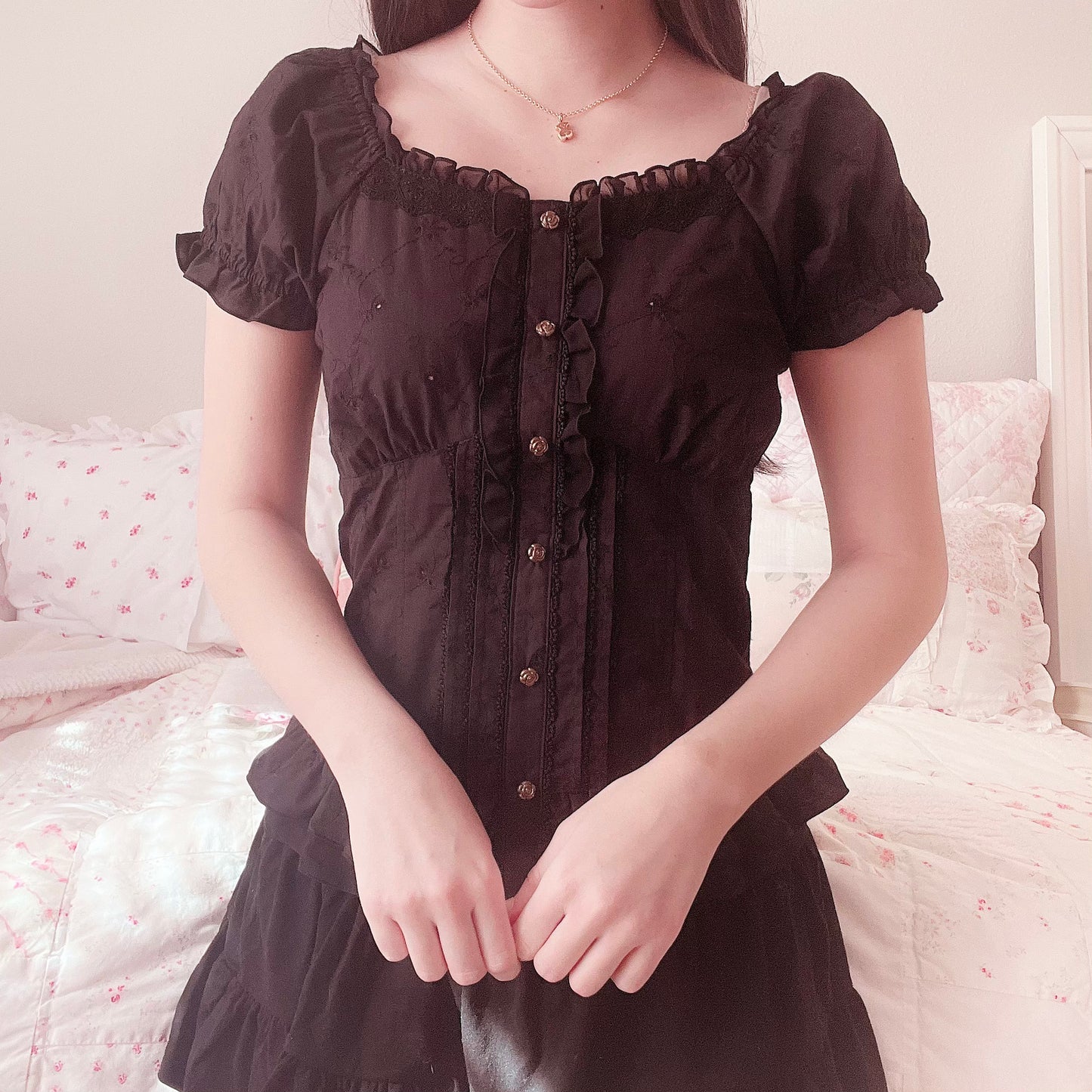 black eyelet princess blouse