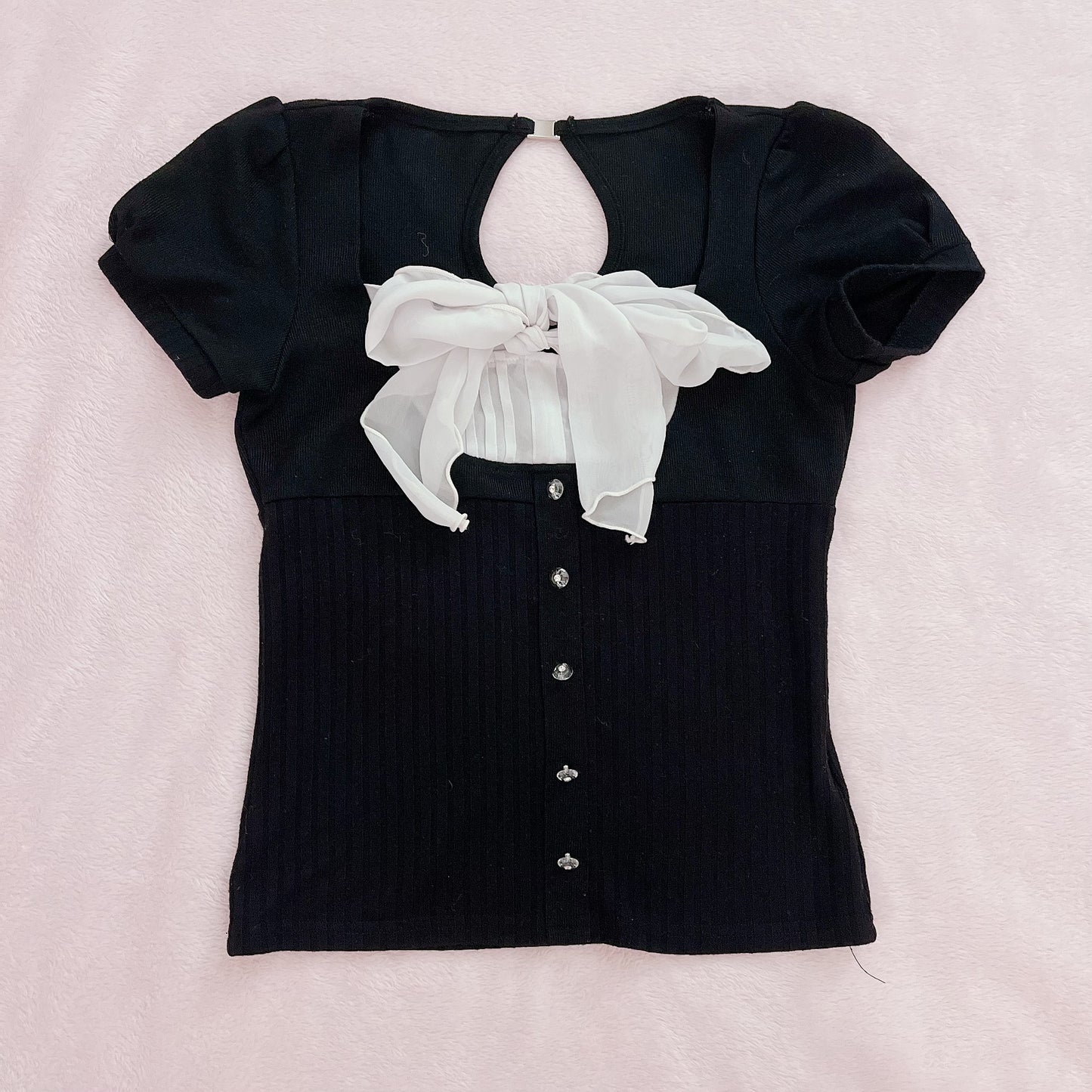 black and white milkmaid top